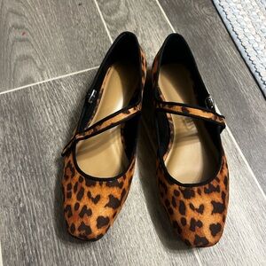 Time and Tru Animal Print Mary Jane Flats